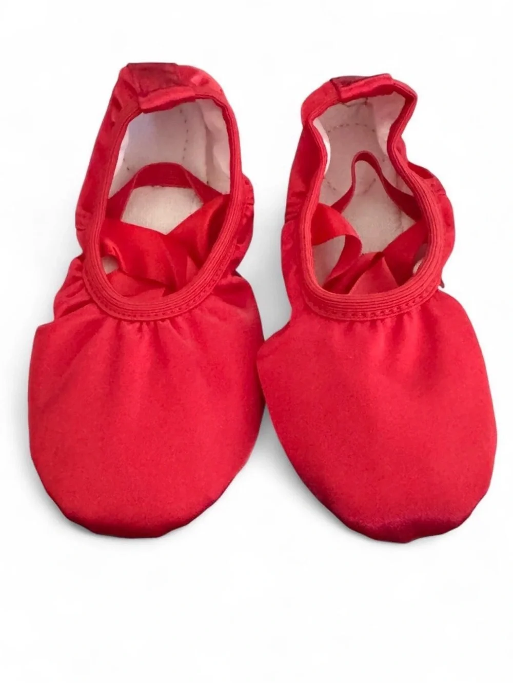 Children's Red Ballet Slippers with Satin Ribbons